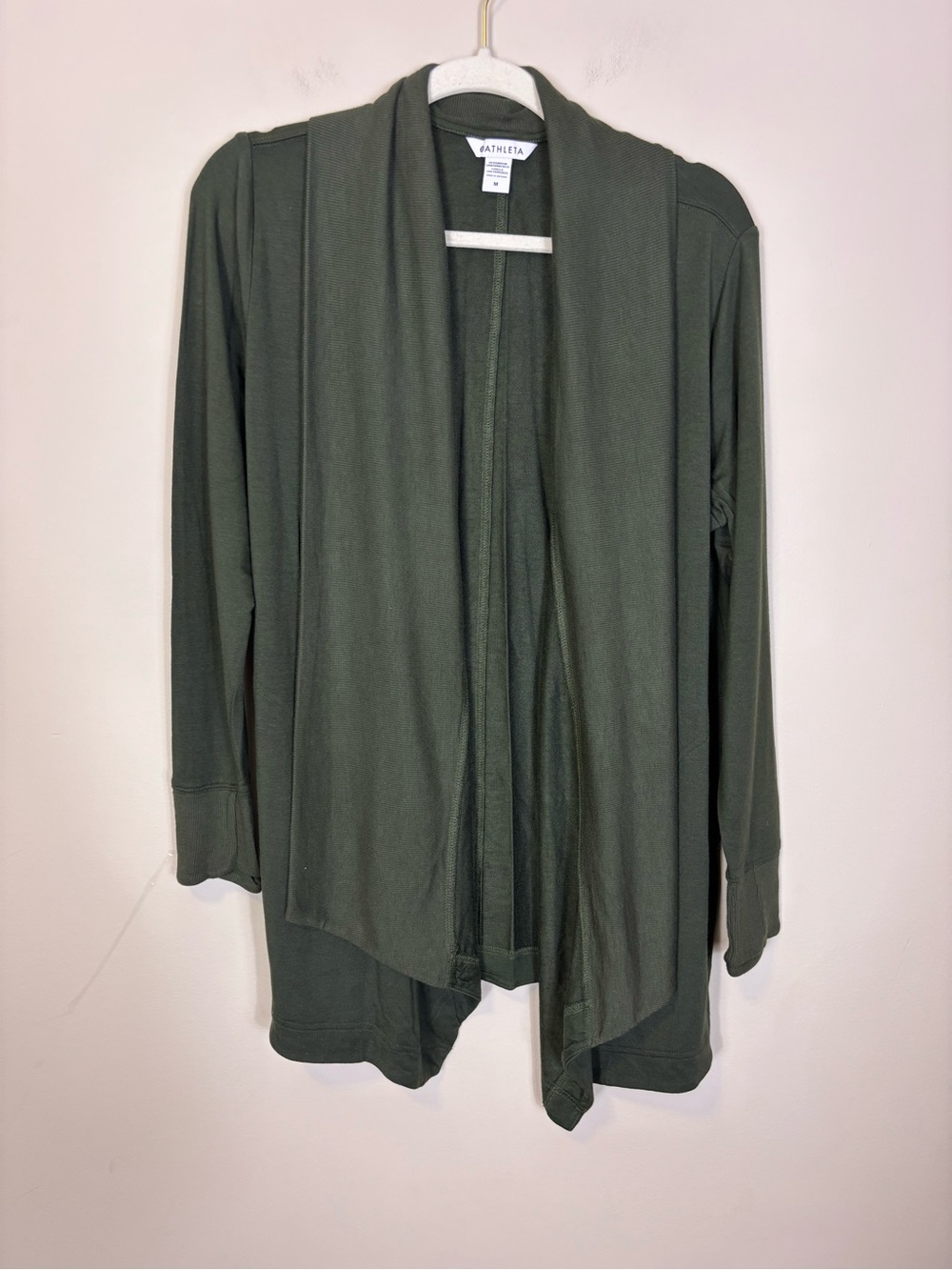Athleta Dark Green Pranayama II Wrap Open-Front Draped Cardigan Medium